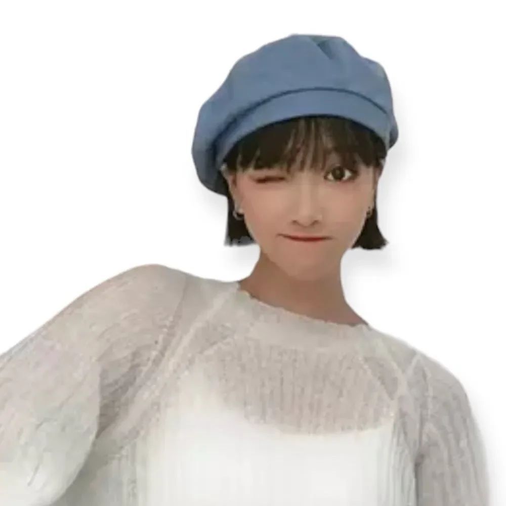 Blue Cotton Beret Hat Parisian NWT